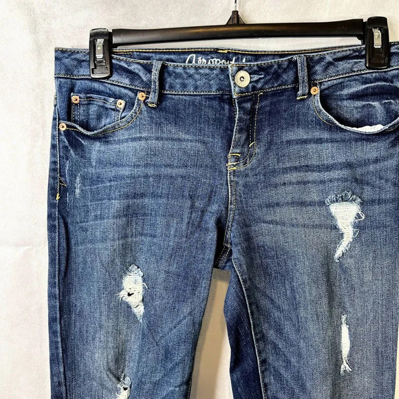 Aeropostale Bayla‎ Mid Wash Destructed Skinny Jean Size 8R - Picture 3 of 8